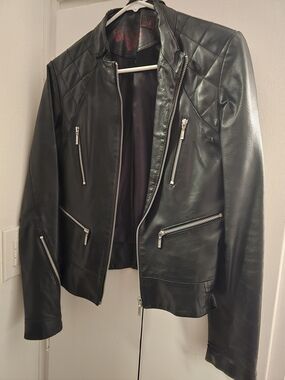 Women's Billabong Black Leather Biker Jacket